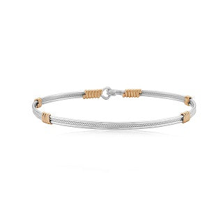 Be Kind Bracelet- Silver With 14Kt Gold Artist Wire Wraps - Size 7.5