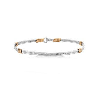 Be Kind Bracelet- Silver With 14Kt Gold Artist Wire Wraps - Size 7.5