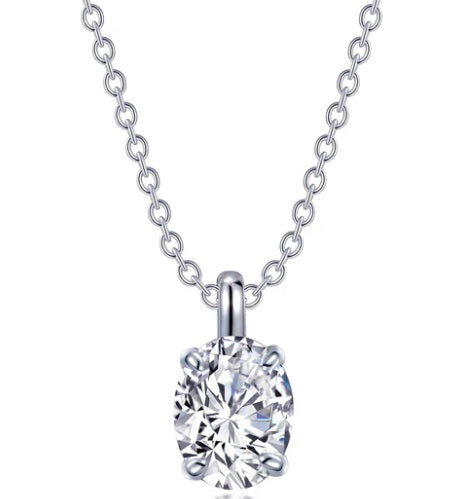 Sterling Silver Rhodium Plated 2.00 TCW Oval Lassaire Stone With 20