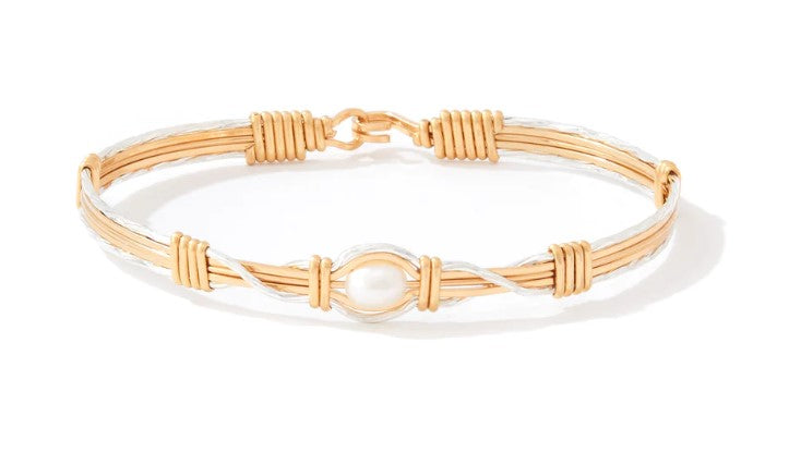 Hold Me Bracelet- 14 Karat Gold Artist Wire and Sterling Silver- Size 8.0