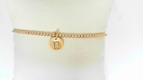 Classic Gold Initial Bracelet 2mm- D