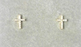 Ladies 14 Karat Yellow Gold Diamond Cross Earrings With = 0.08Tw Round H/I Si2 Diamonds