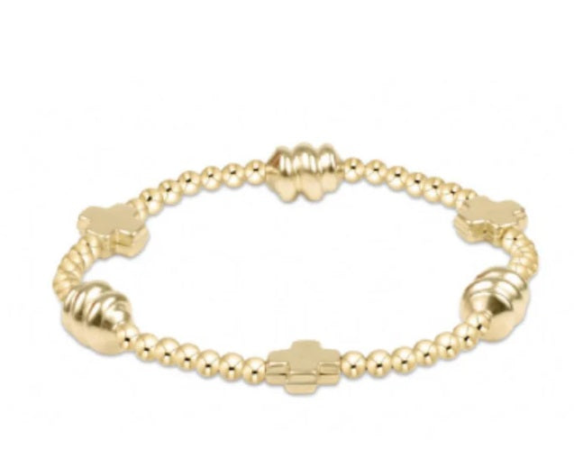 Signature Cross Admire Gold Pattern 3mm Beaded Bracelet