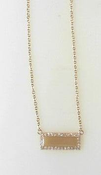 Ladies 14 Karat Yellow Gold Diamond Engrave Able Disc Necklace  With 0.15Tw Round H/I Si2 Diamonds 18