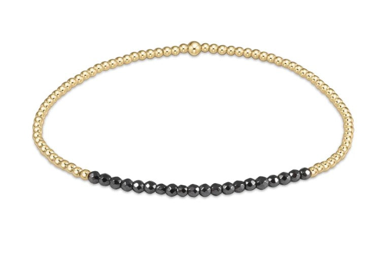 Gold Bliss 2mm Bead Bracelet- Faceted Hematite