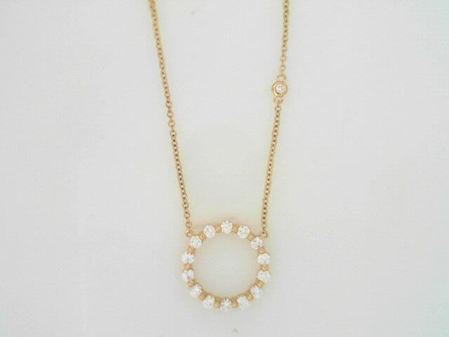 Ladies 14 Karat Yellow Gold Diamond Circle Pendant  With = 0.72Tw Round G/H SI2 Diamonds 18