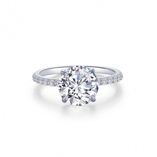 Ladies Sterling Silver Rhodium Plate 3.00 CTW Round Solitaire Lassaire Stone Size7