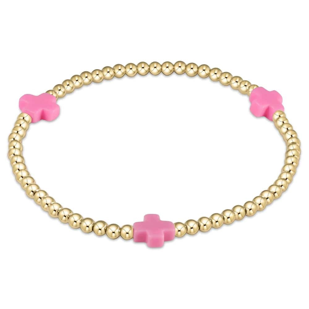 Egirl Signature Cross Bracelet Gold 3mm- Bright Pink