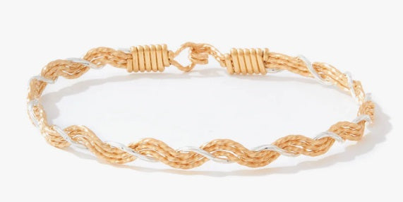 A Mother's Love Bracelet- 14K Gold Artist Wire and Sterling Silver- Size 7.0