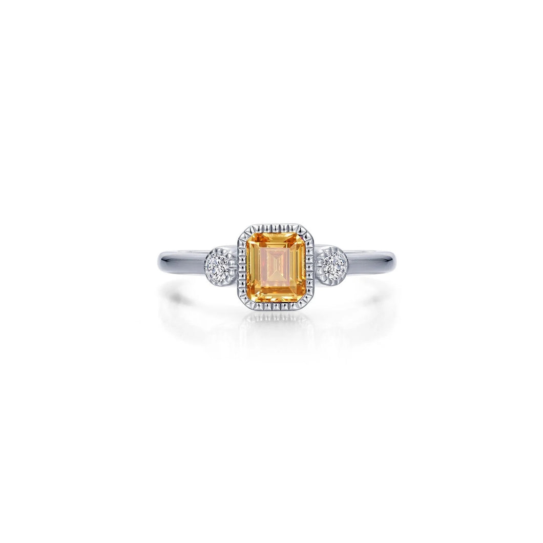 November Birthstone Ring Sterling Silver Rhodium Plated 0.98 Tw With Simulated Stone And Lassaire Stones Size 7