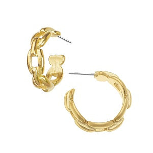 Small Chain Hoop Earrings / Triple Plated 24K Gold