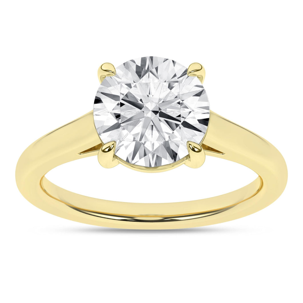 Ladies 14 Karat Yellow Gold Four Prong Solitaire Diamond  With 3.02Tw Round H VS1 Diamond Lab Grown Certificate # LG332280344 Ideal Cut