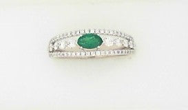 Ladies 14 Karat White Gold With = 0.43Tw Round G/H SI2 Diamonds And = 0.20Tw Oval Emeralds Size 6.5