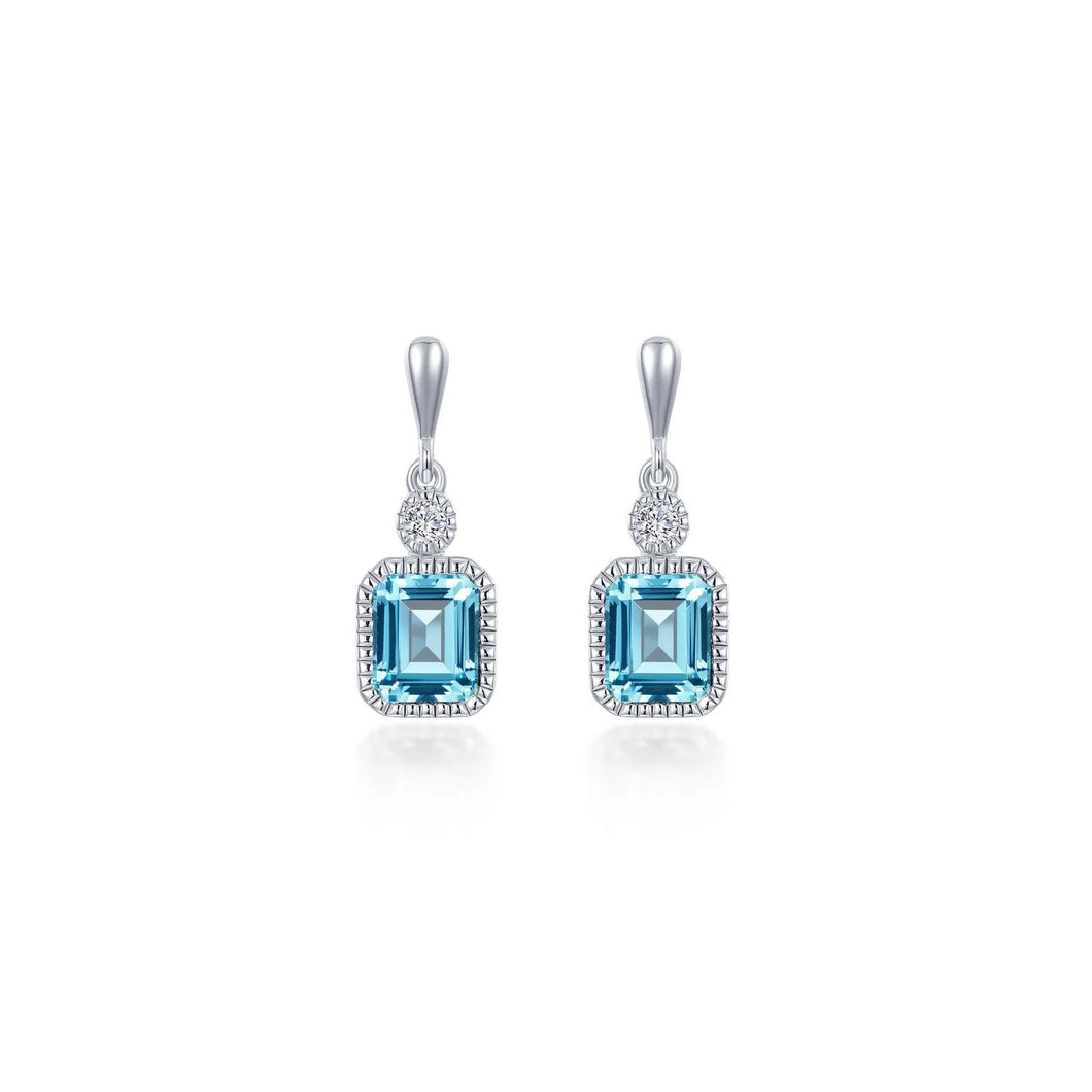 March Birthstone Earrings Sterling Silver Rhodium Plated 1.82 Ctw With Simulated Stone And Lassaire Stone
