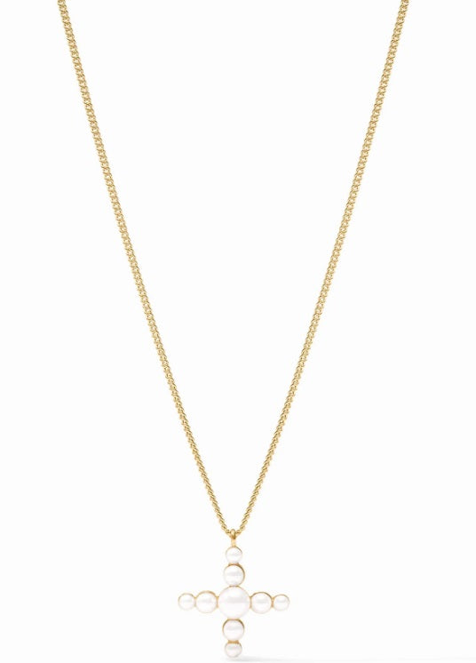 Gumdrop Cross Delicate Necklace - Pearl