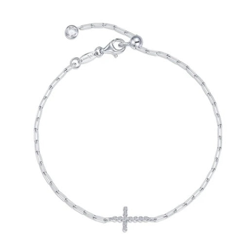 Sterling Silver Cross Chain Bracelet 6.8