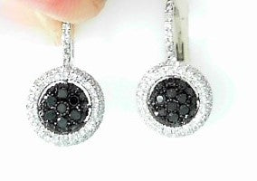 Ladies 14 Karat White Gold Earrings With 0.34Tw Round H/I Si2 Diamonds And 0.37Tw Round Black Diamonds