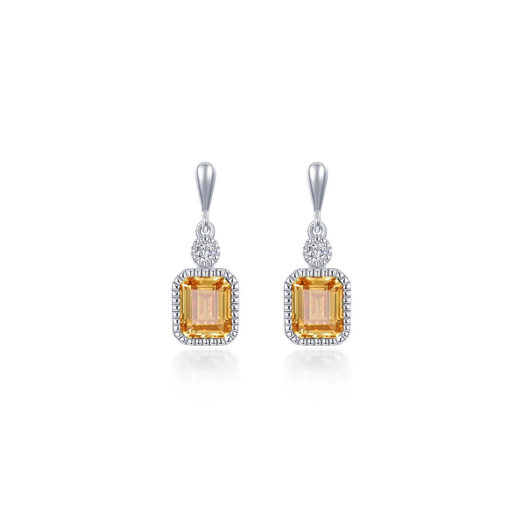November Birthstone Earrings Sterling Silver Rhodium Plated 1.82 Ctw With Simulated Stone And Lassaire Stone