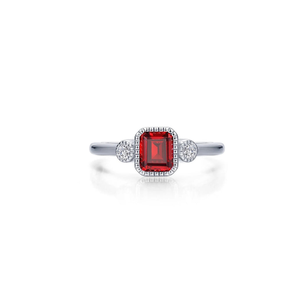 January Birthstone Ring Sterling Silver Rhodium Plated 0.98 Tw With Simulated Stone And Lassaire Stones Size 7