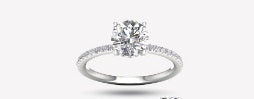 Ladies 14 Karat White Gold Diamond Engagement Ring With 1.02Tw Round Center Stone G/H VS2 Diamond And 0.18Tw Round G/H VS2 Diamonds Down Sides of Band Size 7 IGI Certificate # 43J367682506 Lab Grown Diamonds