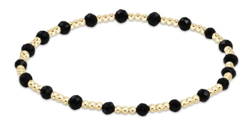 Gemstone Gold Sincerity Pattern 3mm Bead Bracelet - Black Onyx