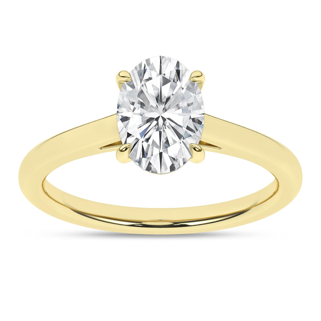 Ladies 14 Karat Yellow Gold Diamond Solitaire Engagement Ring With Center Stone 1.50Tw Oval F VS1 Diamond Lab Grown IGI Certificate #55J269532508 Size 7