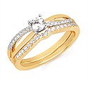Ladies 14 Karat Two Tone Diamond Wedding Set with Engagement Ring  0.33tw Round H/I SI2 Diamonds and Wedding Band 0.13tw Round H/I SI2 Diamonds Size 6.5 = 46 Pts TDW