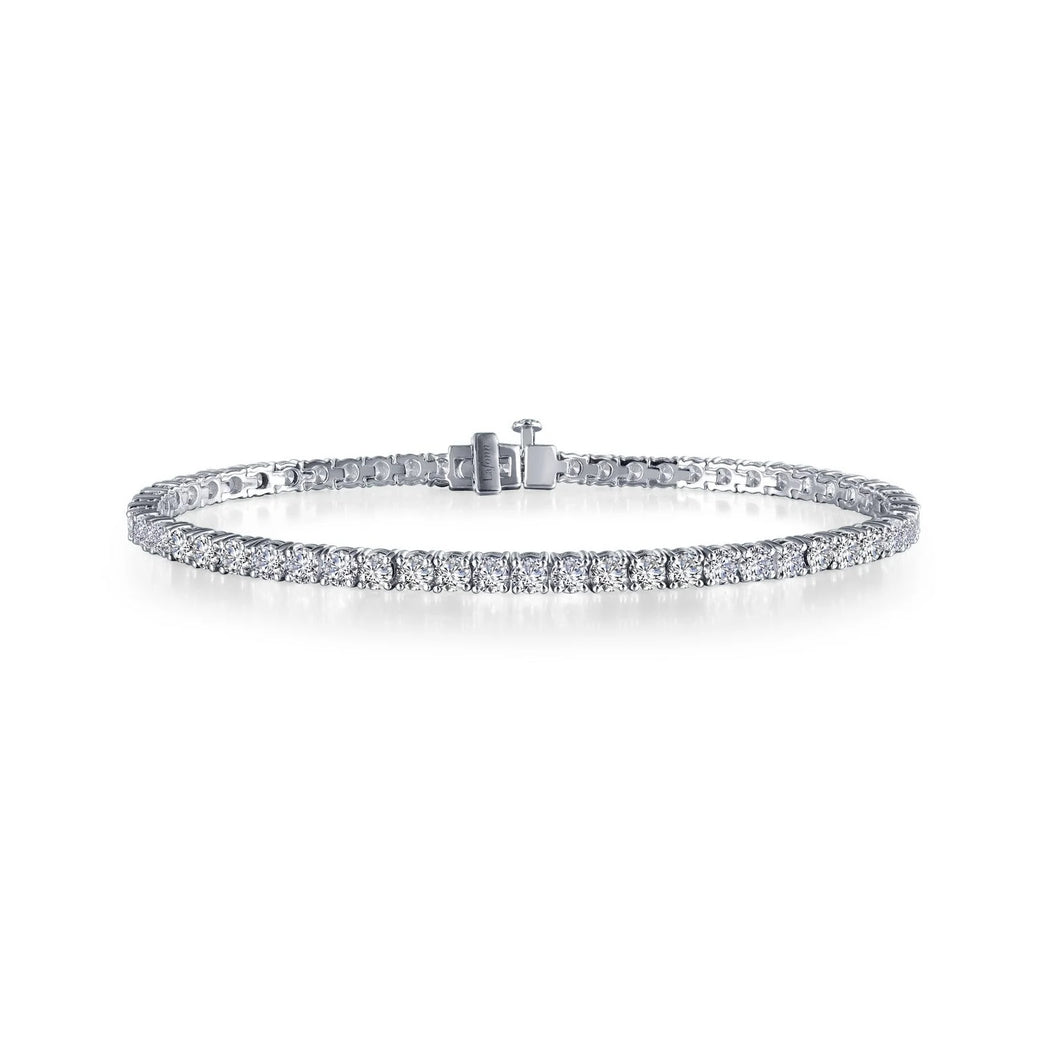 Sterling Silver Rhodium Plated Classic Tennis Bracelet Lassaire Stone 2.5 TCW