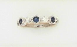 Ladies 14 Karat White Gold Diamond and Sapphire Band With = 0.38 Tw of Round Sapphires and 0.24Tw Round G/H SI2 Diamonds Size 7.5
