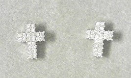 Ladies 14 Karat White Gold Diamond Cross Earrings With = 0.50Tw Round H/I Si2 Diamonds