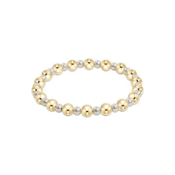 Pearl Grateful Pattern 4mm Bead Bracelet - 6mm Gold