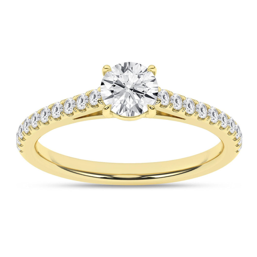 Ladies 14 Karat Yellow Gold  Diamond Engagement Ring With Center Stone 1.02Tw Round G/H VS2 Diamond And Semi Mount With 0.25Tw Round G/H VS2 Diamonds Lab Grown IGI Certification # 23J353132403 Size 7