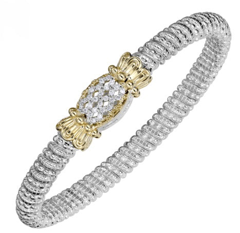 Metal: 14k Gold & Sterling Silver Vahan 6MM Closed Band Bracelet With 0.20Tw Round H Si2 Diamonds
