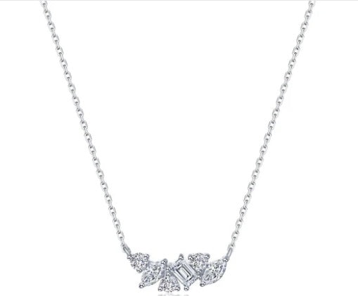 Sterling Silver Cluster Necklace with 20