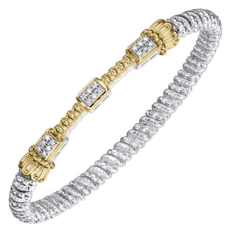 Metal: 14k Gold & Sterling Silver Diamond Weight: 0.14CT 4MM Closed Band Bracelet