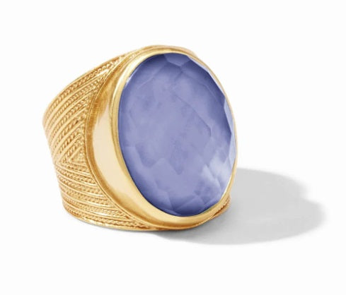 Verona Statement Ring Gold- Iridescent Tazanite Blue- Size 8