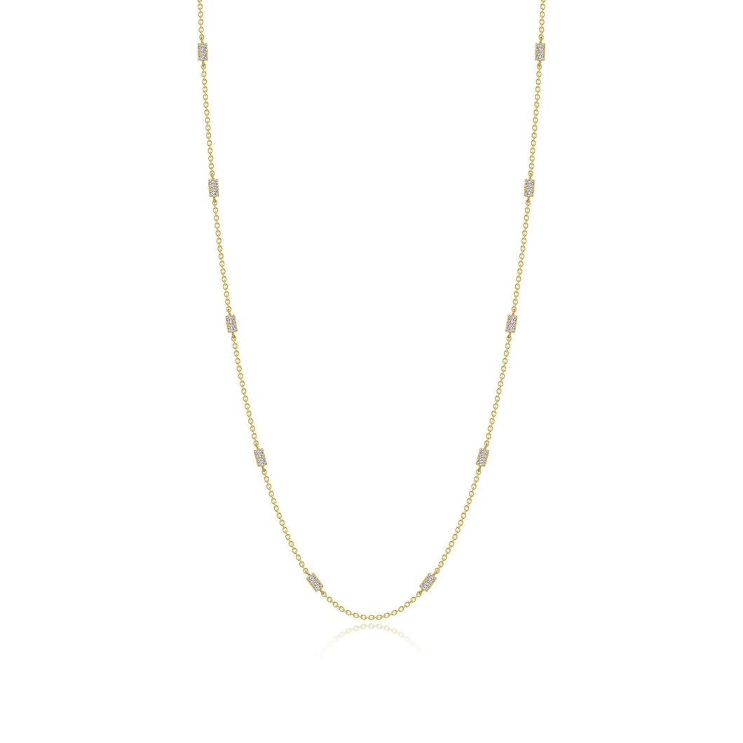 Sterling Silver Gold Plated Adjustable Station Necklace  0.6 CTW Lassaire Stones 18