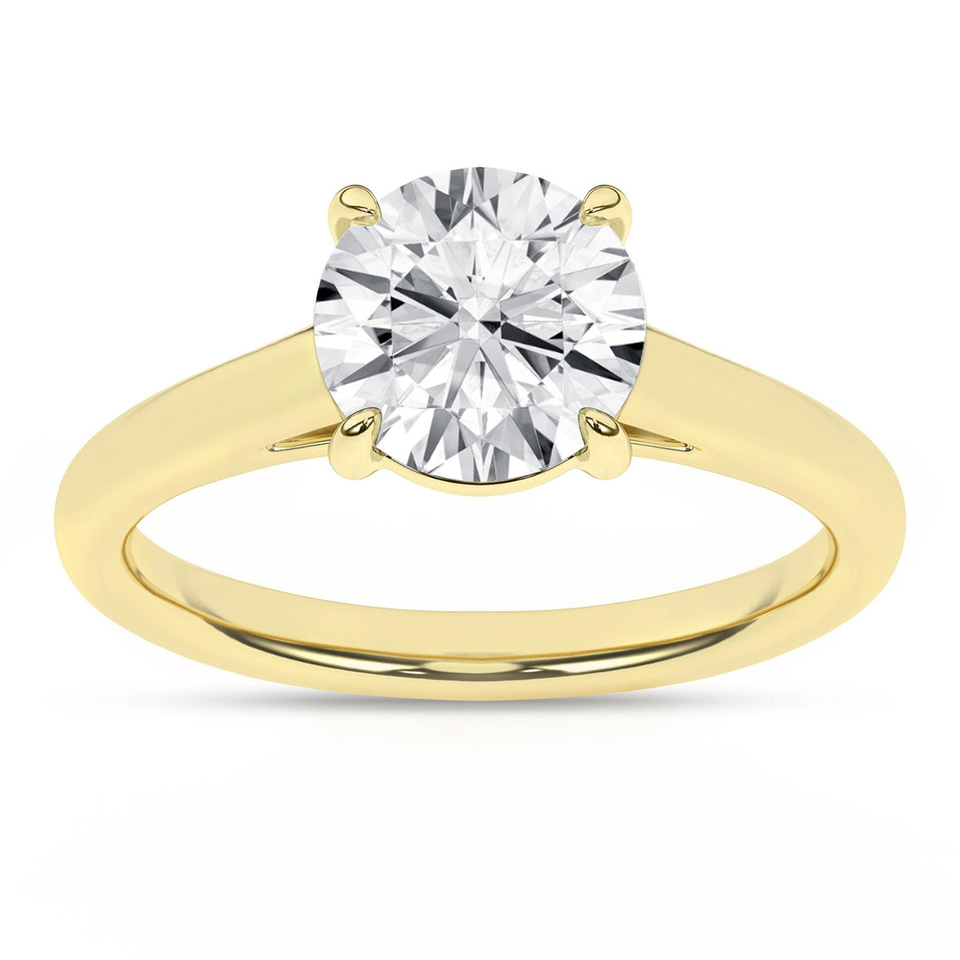 Ladies 14 Karat Yellow Gold Diamond Solitaire Four Prong Mounting With 2.00Tw Round G/H VS2 Diamond Size 7 IGI Certification # 23J940422403