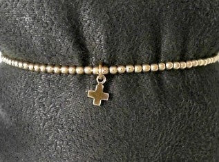 Classic Gold 2MM Bead Bracelet - Signature Cross