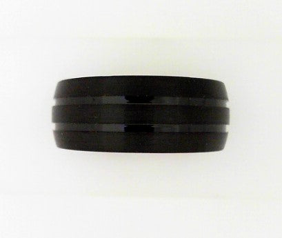 9MM Domed Brushed Black Cobalt with Two Polished Groves Size 10