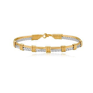 Together We Can Bracelet- 14K Gold Artist Wire And Silver Bar- Size 7.5