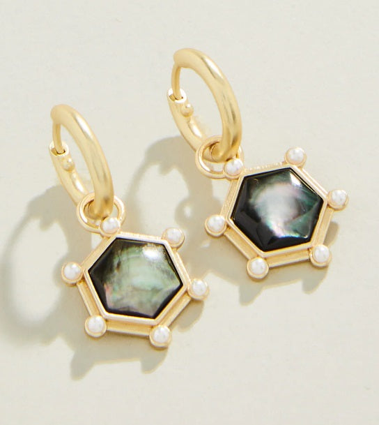 Hexa Convertible Hoop Earrings Grey Mother-of-Pearl