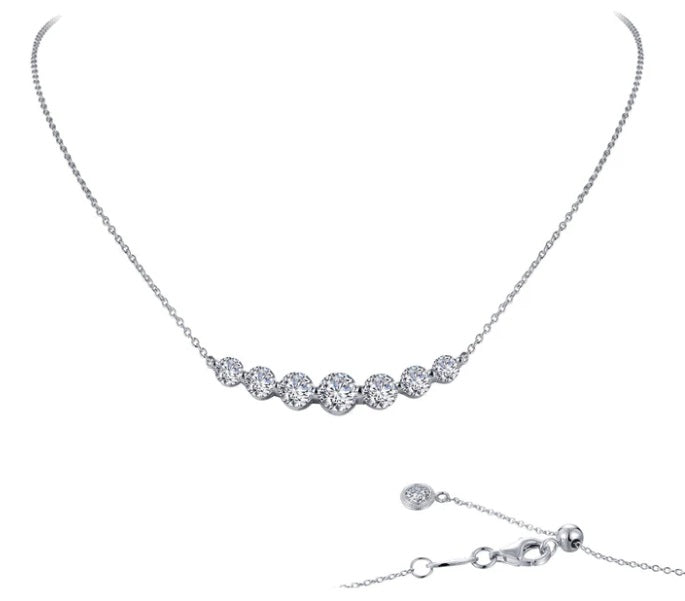 Sterling Silver Rhodium Plated 7 Symbols Of Joy Bar Choker with 2.02 CTW Lassaire Stones 18