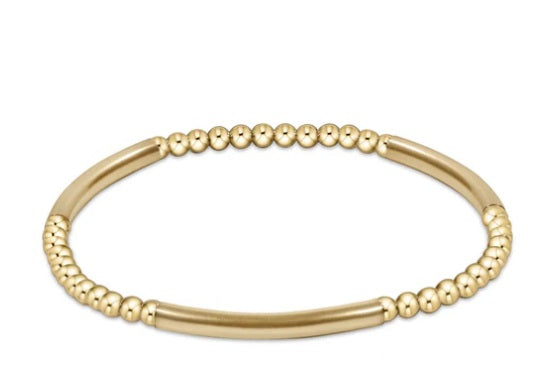 Bliss Bar Gold Pattern 3mm Bead Bracelet - Gold
