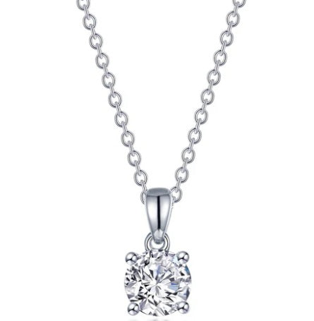 Sterling Silver 1.00 CTW 4-Prong Solitaire Necklace Lassaire Stones With 20