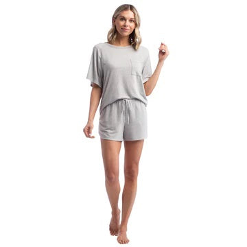 Dream Slouchy Tee Top With Shorts Lounge Set Heather Grey Xtra Large
