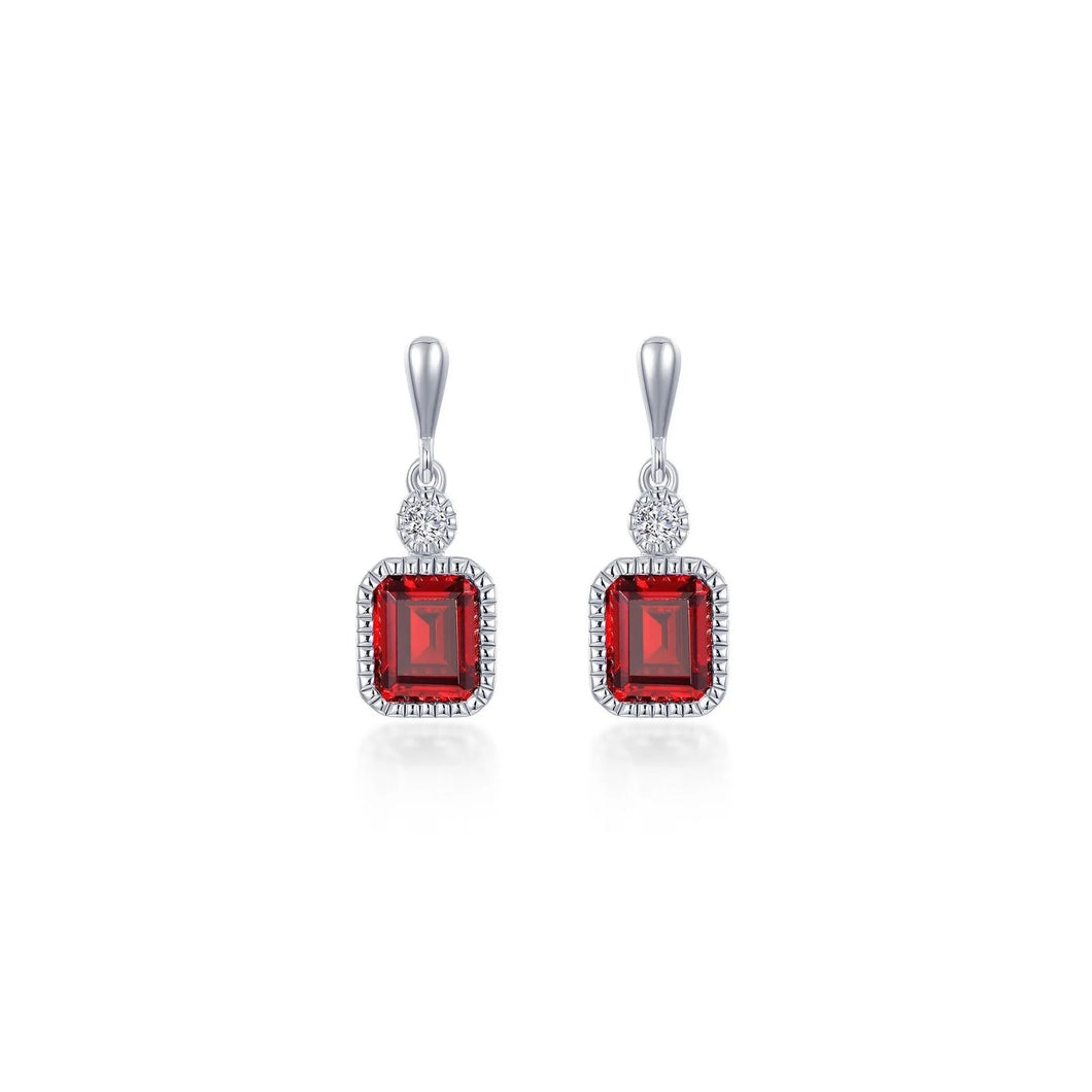 January Birthstone Earrings Sterling Silver Rhodium Plated 1.82 Ctw With Simulated Stone And Lassaire Stone