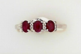 Ladies 14 Karat White Gold Fashion Band With 0.06Tw Round H/I Si2 Diamonds And 0.70Tw Oval Rubies