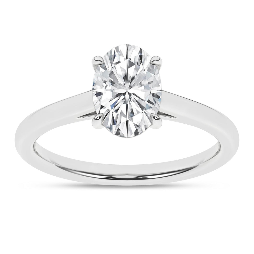 Ladies 14 Karat White Gold Diamond Solitaire With 1.54Tw Oval F VS2 Diamond Size 7 IGI Certificate #40J322292406 Lab Grown Diamond
