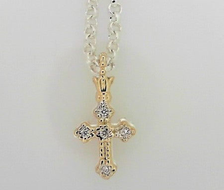 Metal: 14Karat Yellow Gold & Sterling Silver Cross Pendant 18